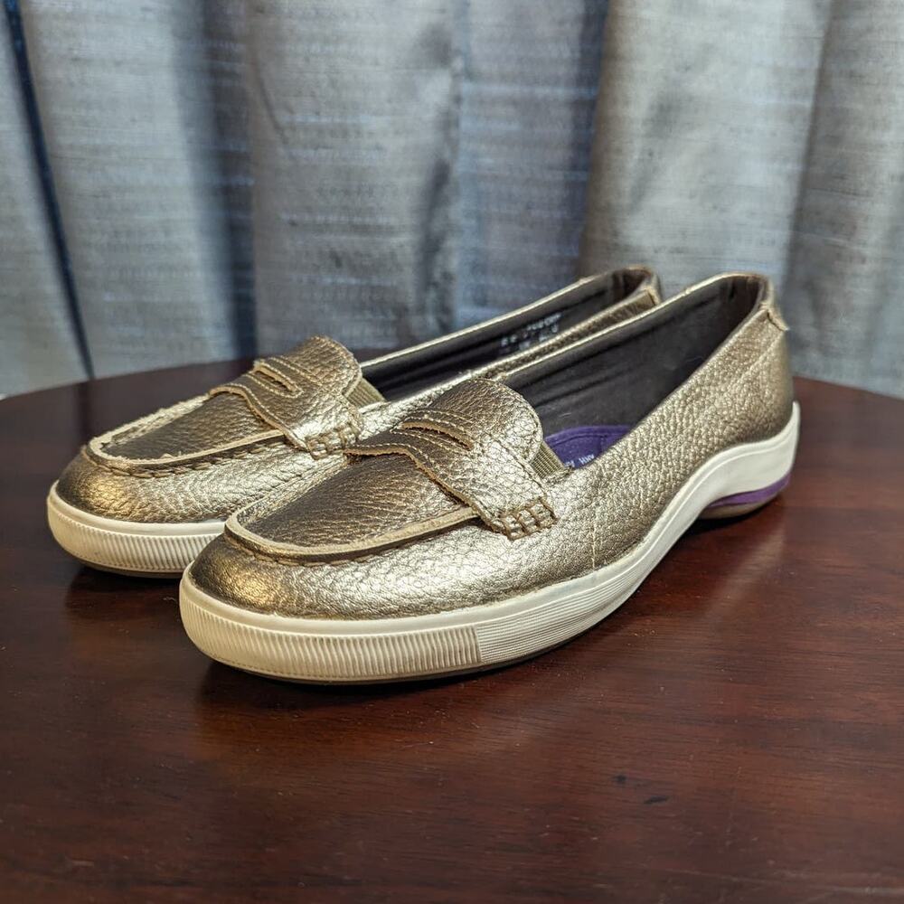 Keds Gold Slip On Loafers Tread Soft Arched Insoles Size 6.5